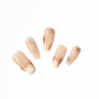 Amber Gold Thread Press On Nails – Elegant & Durable | VENIACHERIE