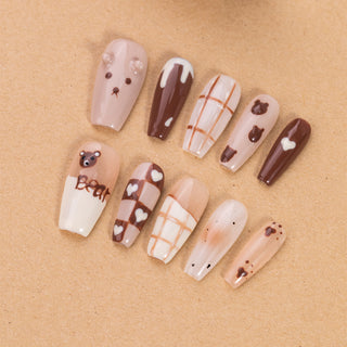 Caramel Bear Press on nails