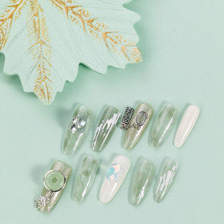 Light Green Press On Nails