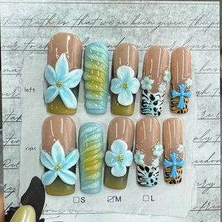 New Arrival 3D Flower Cross Handmade Press-on Nails