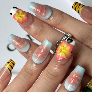 Flower Leopard print Press-on Nails