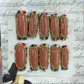 New Arrival Fashion Colorful Diamond Chain Handmade Press-on Nails