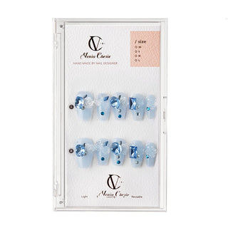 Blue Rose Press On Nails