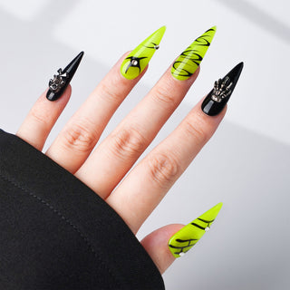 Black Green Skull Press-on Nails